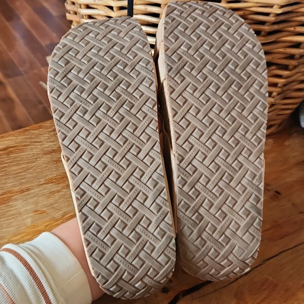 Yellow Box‎ Bursa Sandals 9.5 Platform Wedges Wide Strappy Tan Cork